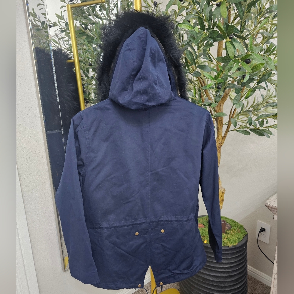 Ava & Kris Luxurious Fur and Cotton Canvas Utility Parka NWOT Size Small - Picture 5 of 10